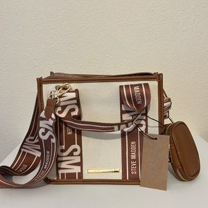Steve Madden viral canvas cross body in cream/brown NWT